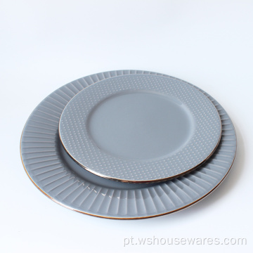 Porcelana de arroz de placa de ouro de mesa de mesa de cerâmica